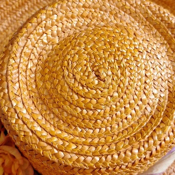 ORANGE STRAW DERBY HAT 👒 - Picture 5 of 7